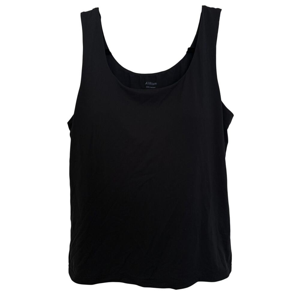 Uniqlo Black Airism Scoop Tank Top Shelf Bra Medium Minimalistic Basics Layers